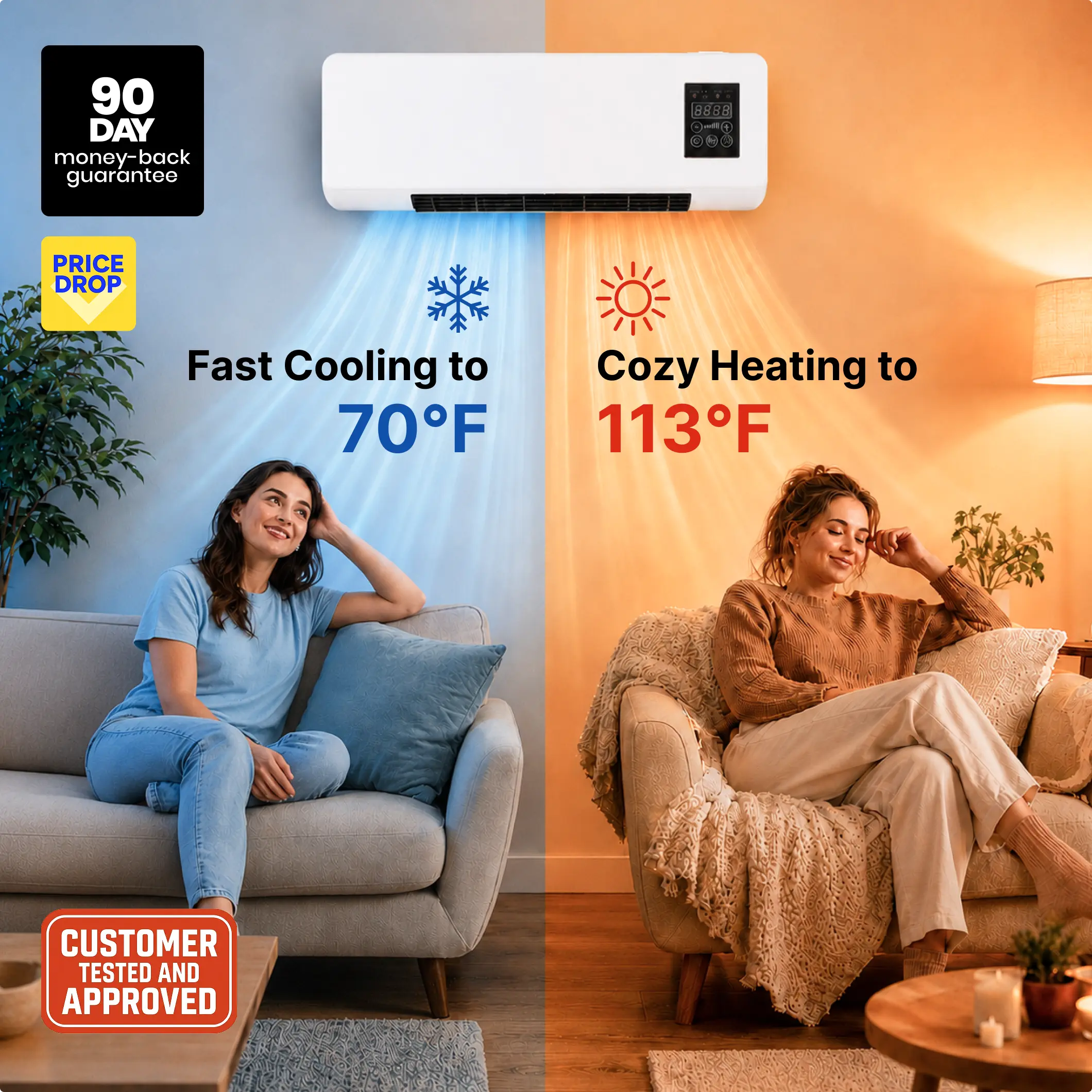 CoolCove wall mounted AC heater front view